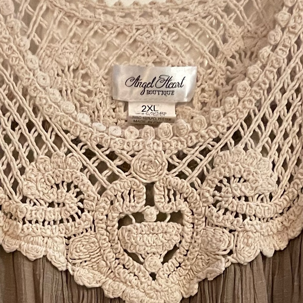 Crocheted Tan Tank/Tunic/Dress